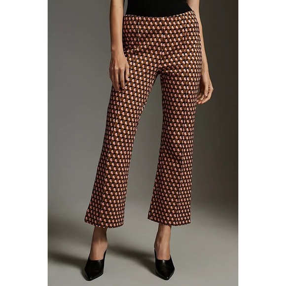 Maeve by Anthropologie Pants - Maeve Anthropologie The Margot Kick Flare Pants Geometric Print Brown Pink XS